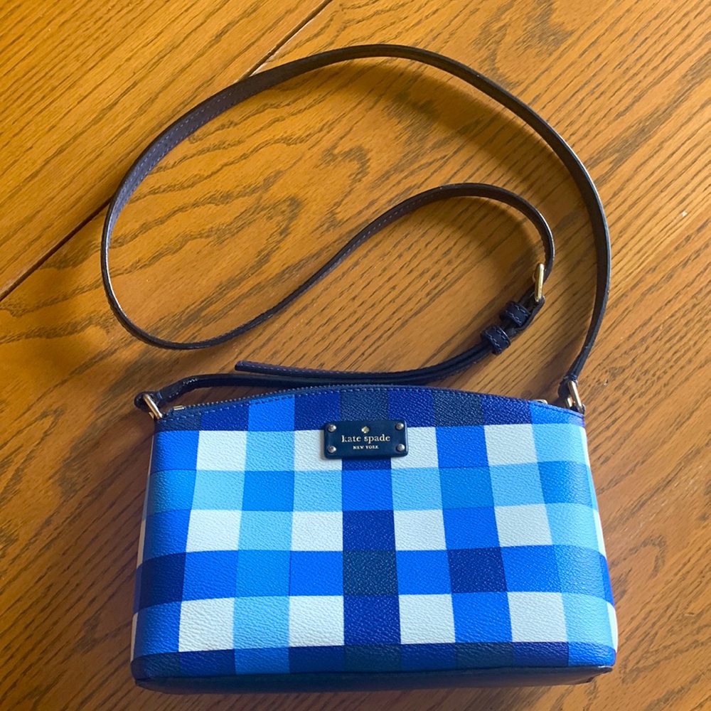 Kate Spade Blue Gingham crossbody purse